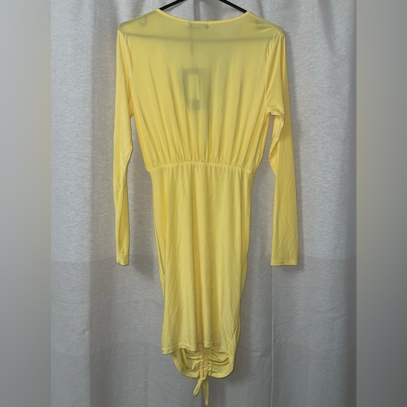 NWT💫 PLT Oriana lemon plunge rushed bodycon dress - Picture 15 of 16